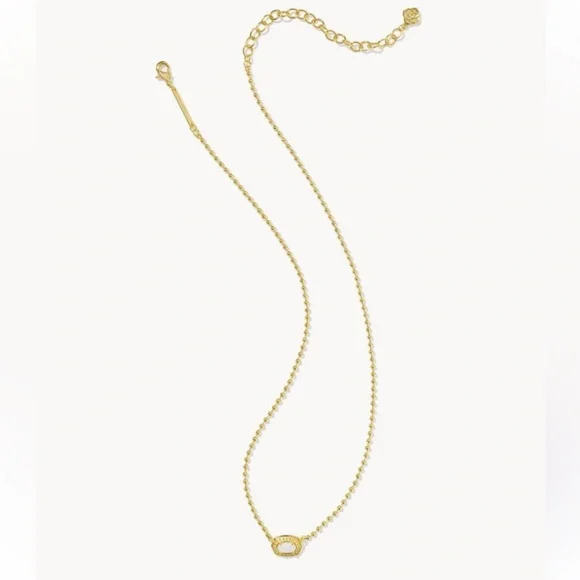 NWT Kendra Scott Emilie Gold Beaded Pendant Necklace in White Mother-of-Pearl - Picture 2 of 5